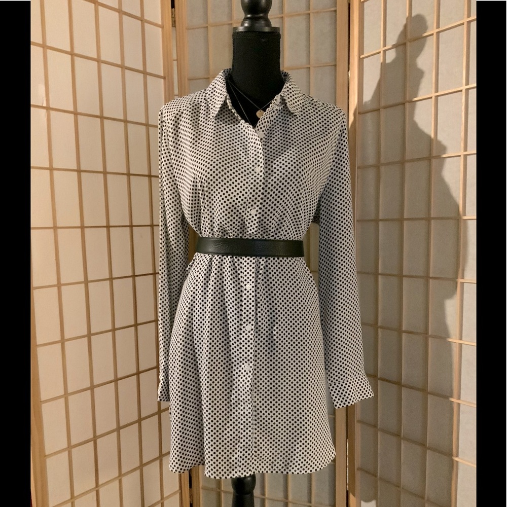 Como Vintage - Blk/wt polka dot 9 button tunic or  shirt dress. Sz M